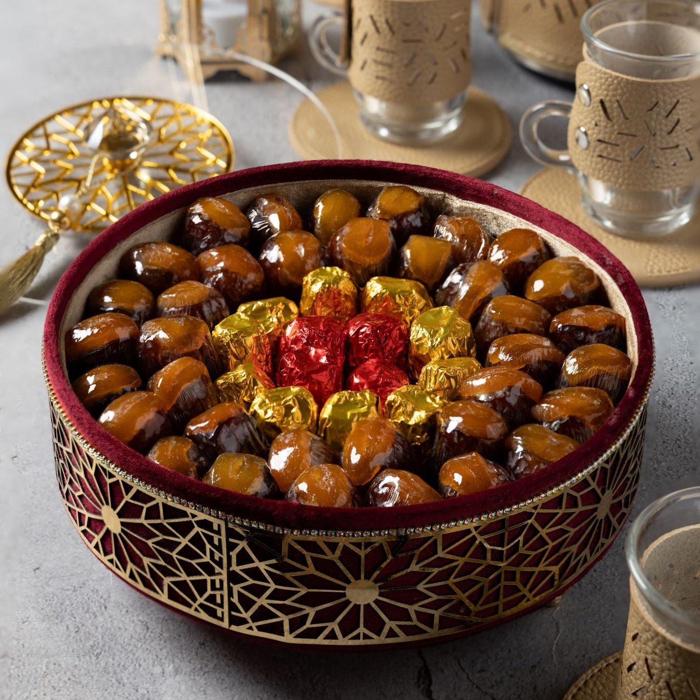 Ramadan Red Tray - Tamr Boutique
